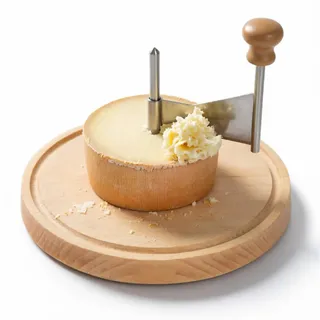 Käsehobel Rund Käseschaber Cheese Slicer für Tete de Moine Käse und Schokolade, Käseschneider mit Edelstahlklinge und Holzsockel
