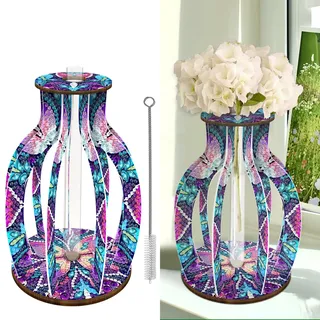 CXINLky Diamond Art Painting Blumenvase, Kreativ Diamond Art Mandala Reagenzgläser mit Bürste, Reagenzglas Vase für Hydrokultur Pflanzen, Tisch Hause Büro Wohnzimmer Deko-07-Mandala