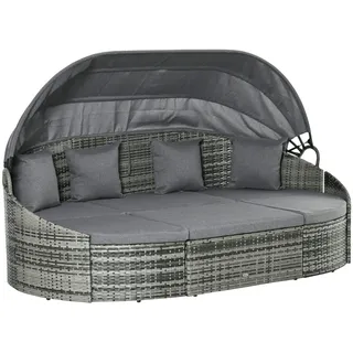 Outsunny Rattan Sonneninsel 4-teilige Liegeinsel mit Sonnendach SitzgruppeKissen