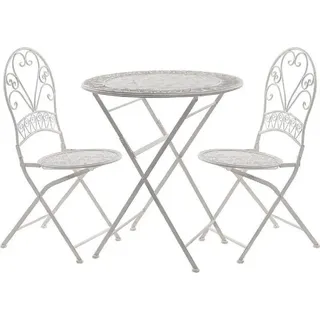 Terassen Möbel-Set Bistro Garten Balkon Gartendeko antik weiß 2 Stühle und Tisch - Weiß