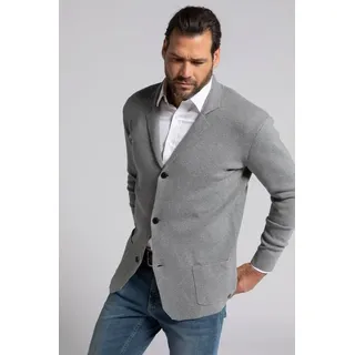 JP1880 Poloshirt Stricksakko FLEXNAMIC® Business Milano-Strick grau 4XL