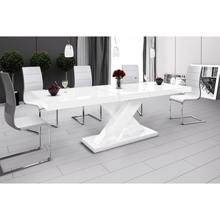 designimpex Esstisch Design Esstisch Tisch HE-888 Weiß Hochglanz ausziehbar 160 bis 210 cm weiß