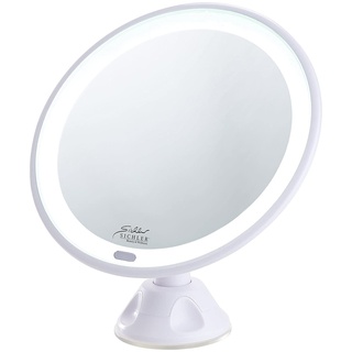 Sichler Beauty Schminkspiegel: Saugnapf-Kosmetikspiegel mit LED-Licht und Akku, 5-fache Vergrößerung (Schminkspiegel mit Licht)