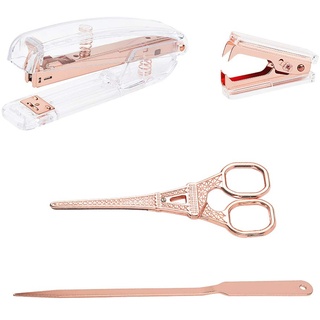 nbeads Rose Gold Office Stationäres Kit, 4 Typen Hefterentferner Schere Brieföffner Und Hefter Bürobedarf Schreibtischzubehör