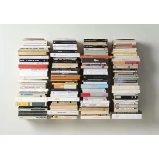 TEEbooks – 4 Vertikale Schwebende Bücherregale 60 cm | Unsichtbare Wandregale aus Metall Weiß | Design Bücher Wandregal Made in Italy | Einfache Montage