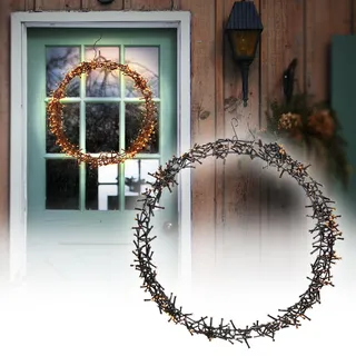 ECD Germany Lichterkranz 400 LEDs, Ø 48cm, Warmweiß, IP44, Türkranz, Fensterkranz, Weihnachtsdeko, Kranz, Weihnacht Ring, Fensterlicht, Weihnachten, Weihnachtsdekoration, Weihnachtsbeleuchtung
