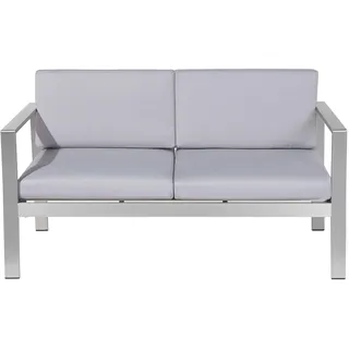GARTENSOFA Aluminium 2-Sitzer Auflagen hellgrau Salerno