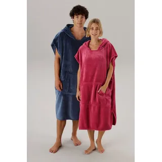 OTTO home Badeponcho Miia, Surfponcho ideal für Sauna, Spa & im Urlaub, Langform, Microfaser, Kapuze, ohne, weich und kuschelig, plüsch, Unisex, für Damen und Herren rosa S/M | 110 cm