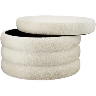 Tectake Sitzhocker mit Stauraum Bouclé 67 x 42 x 67 cm Creme-weiß