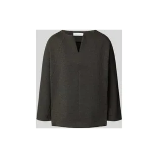 Sweatshirt mit 3/4-Arm und Tunika-Kragen, Anthrazit, XS