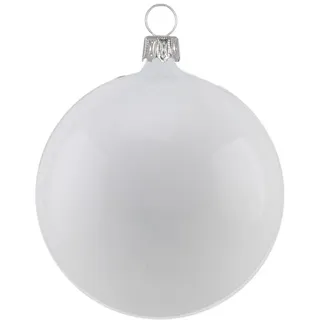 Thüringer Glasdesign Weihnachtsbaumkugel Christbaumkugel Set weiß matt (6 St), mundgeblasen weiß Ø 10 cm