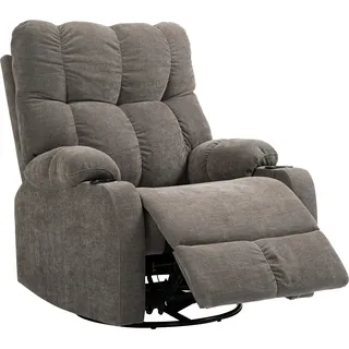 HOMCOM Relaxsessel mit Fußstütze, Loungesessel modern, drehbar, bis 150 kg, Stahlrahmen, 88x96x108cm, Hellbraun  Aosom