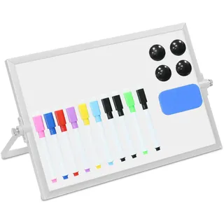 Relaxdays Whiteboard Tisch 20 x 30 cm Weiß/Silber