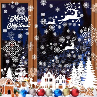 Rcllb Fensterbilder Weihnachten,Fensterdeko Schneeflocken Selbstklebend,Schneeflocken Fensterdeko Fensterbilder für Weihnachts-Fenster Dekoration,Fensterscheiben,Vitrinen,Schneeflocken Weihnachtsdeko