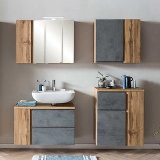 Badezimmermöbel Set 4-teilig in modernem Design 148 cm hoch (vierteilig)