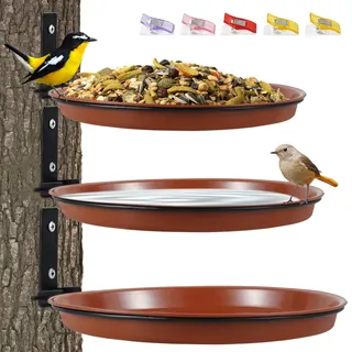 3 Stücke Vogelfutterspender Und Vogeltränke mit Wandhalterung 19/17/15cm Vogeltränke für Balkongeländer Faltbar Rund Vogelbad Garten für den Garten Wildvögel