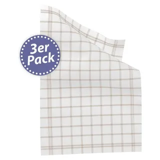 Kracht 3er Pack Halbleinen Geschirrtücher Scandic Karo beige 50x70 cm - Beige