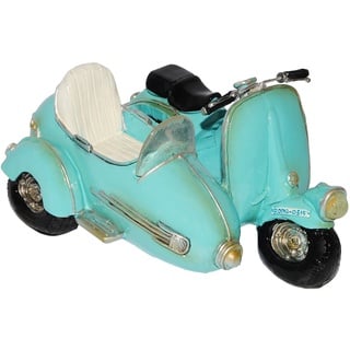 Spardose - Roller/Motorrad mit Seitenwagen/Oldtimer - türkis blau - stabile Sparbüchse aus Kunstharz - Fahrzeug Sparschwein lustig witzig - Beiwagen M..