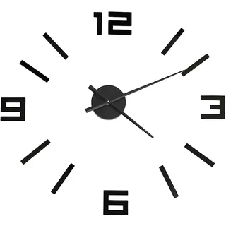 vidaXL 3D Wanduhr Modernes Design Extragroß Dekorativ Deko Wand Uhr Wandtattoo Dekoration Wohnzimmer Analoguhr DIY Eva Schwarz 100cm XXL