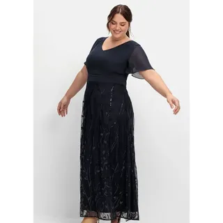 Sheego Abendkleid Große Größen mit Stickerei und Pailletten am Rock blau 42