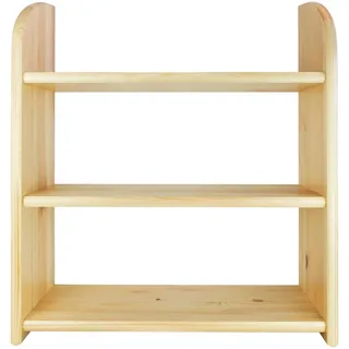 woplus Holz Regal Wandregal Bücherbord Bücherregal Kiefer Farblos Lakiert massiv (3 Etage 60cm)