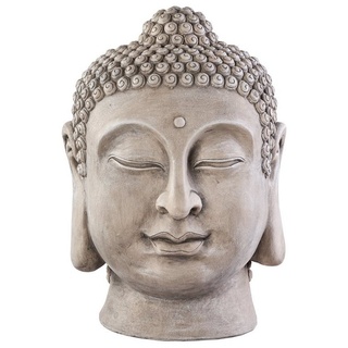 NEUSTEIN Buddhafigur XXL Buddha Kopf Head Figur Steinfigur Skulptur Bali Garten Höhe ca.50cm Feng Shui Gartendeko grau