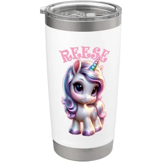 Reese Niedliches Einhorn Design für Mädchen Name Reese Doppelwandiger Edelstahl-Thermobecher