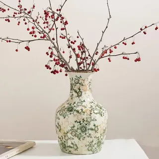 XIUWOUG Vintage Große Porzellanvasen Cracked Chinoiserie Vase Keramik Chinesische Blumenvase für Wohnzimmer Konsole Tisch Akzent Tischplatte Dekor,B