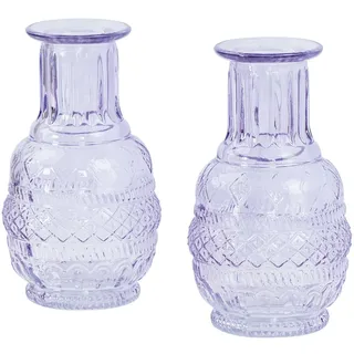 Levandeo® Dekovase, 2er Set Vase Violett Transparent Glas Lila Dekovase Blumenvase