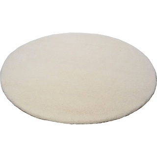 Wollteppich Maloronga Uni, THEKO, rund, Höhe: 24 mm, echter Berber Teppich, reine Wolle, handgeknüpft weiß Ø 250 cm x 24 mm