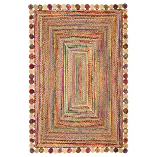 Rechteckiger Teppich, 60 x 90 cm, mehrfarbig, Cape Code Chindi, Baumwolle, Jute, geometrischer Kelim-Teppich, für Innen- und Außenbereich, Teppich, Flachgewebe, Teppiche für Schlafzimmer, Esszimmer,