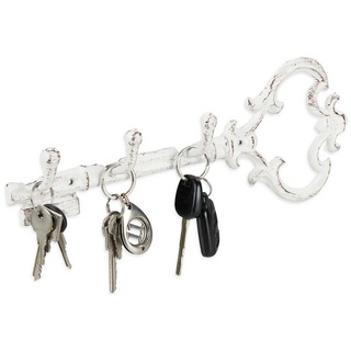 relaxdays Schlüsselbrett Schlüsselbrett Vintage, Weiß weiß