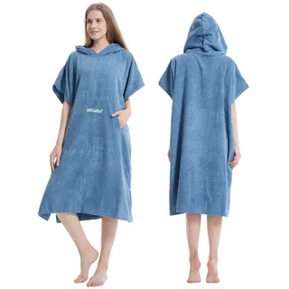 Hiturbo Surf Handtuch Poncho Umziehhilfe - Bath Towel for Herren und Damen,Changing Robe badeponcho Umkleidehilfe Surfen Strand Blau