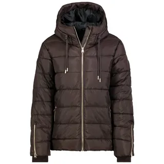 SUBLEVEL Winterjacke Damen Winterjacke Kapuze Goldene Reißverschlüsse, Doppelkordeln, Kapuze braun XL