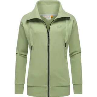 Sweatjacke RAGWEAR "Shocky", Damen, Gr. XL (42), grau (graugrün), Obermaterial: 70% Baumwolle, 30% Polyester; Innenfutter: 70% Baumwolle, 30% Polyester, casual, lässig geschnitten hüftlang, hoch geschlossener Ausschnitt, Langarm eng Rippbündchen, Sweatjacken, sportliche Damen Zip-Hoodie mit Kordeln