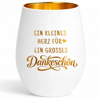 Dankeschön Geschenke Windlicht, Ideales Danke Geschenk und Glückslicht | Spruch EIN Kleines Herz für EIN Großes Dankeschön, Dankeschön Geschenke Klein für Kollegen, 11.7x8.5cm aus Glas