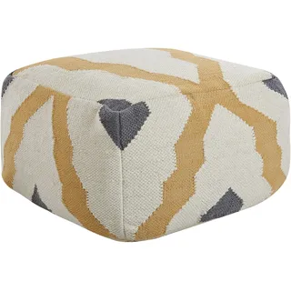 Beliani Pouf Zeugma Wolle 60 x 40 x 60 cm Beige