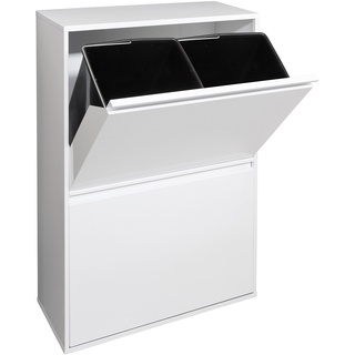 ARREGUI Basic CR601-B Mülltrennsystem aus Stahl | 4 Fächer Mülleimer für die Küche | 4 Fach Abfalleimer | Herausnehmbare Inneneimer mit Griff | Recycling Schrank für Mülltrennung | 4x17L (68L) | weiß
