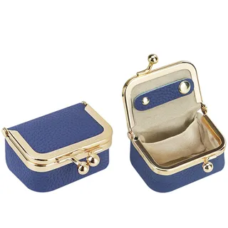 Royal Bagger Mini Schmuckkästchen aus echtem Leder für Damen, Tragbares Schmucketui mit Kiss-Lock-Verschluss, Kleine Schmuckaufbewahrung für Ringe, Ohrringe und Halsketten 1894 (Königsblau)