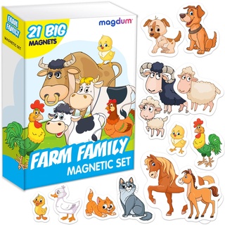 Magdum 21 Bauernhof Familie Magnete Kinder für magnettafel - Magnet Spielzeug Kinder - Kühlschrankmagnete Kinder - Kühlschrank Magnete Set Kinder -Spielzeug ab 3 Jahre - Lernspiele ab 3 Jahre