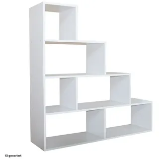 Hti-Living Bücherregal Thekla 11430 1-tlg. Stufenregal Raumteiler Weiß