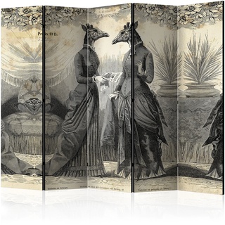 murando Raumteiler Vintage Abstrakt Foto Paravent 225x172 cm einseitig auf Vlies-Leinwand Bedruckt Trennwand Spanische Wand Sichtschutz Raumtrenner grau beige n-B-0015-z-c