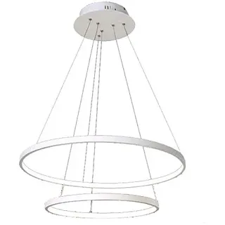 LED Pendelleuchte Esstisch Hängelampe Dimmbar Stufenlos mit Fernbedienung Rund 2 Ringe Design Pendellampe Esszimmer Modern Hängeleuchte Kronleuchter Deckenleuchte Wohnzimmer Küche Φ40+60cm
