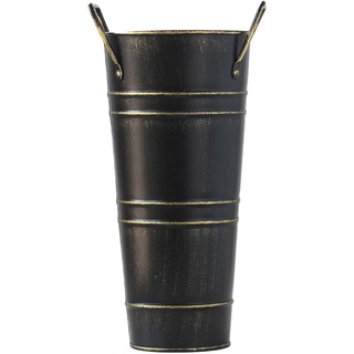 Kichvoe Großer Regenschirmhalter Rustikaler Bauernhaus-Blumeneimer Vase Freistehender Gehstockhalter Metallschirmständer Gestell Für Eingangsbereich Büro Zuhause Schwarz