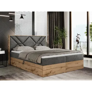 MKS Meble Boxspringbett 200 x 200 cm H3 Dunkelgrau
