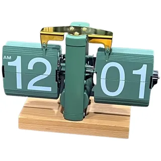 Baoblaze Tischuhr, automatische Umblätteruhr, Vintage-Digital-Flip-Schreibtischuhr, mechanische Flip-Uhr für den Desktop, Home Office, GRÜN
