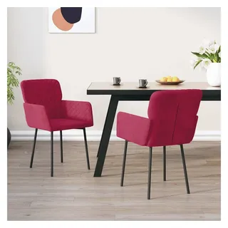 vidaXL Esszimmerstuhl Weinrot Samt 2 Stk.