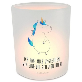 Mr. & Mrs. Panda Windlicht Einhorn Mann - Transparent - Geschenk, cool, Kerzenglas, Teelichter, (1 St), Liebevolles Design