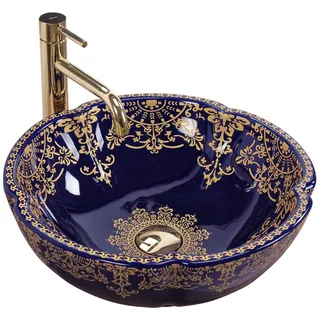 REA Aufsatzwaschbecken Marina Blue, - Blau, Gold