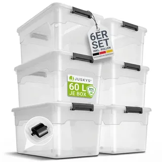 Juskys Aufbewahrungsbox 60 L 6-tlg. transparent